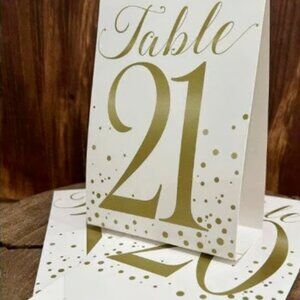 Enchanting Gold Confetti Patterned Table Number Tent Place Cards 21 Count